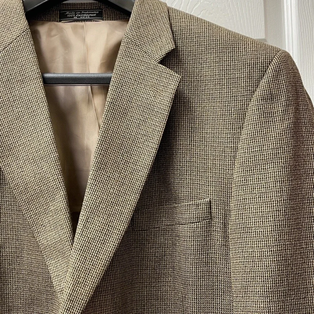 VTG Meeting Street‎ Men's 48R Blazer 100% Lambswool Brown Blazer Two Button Coat